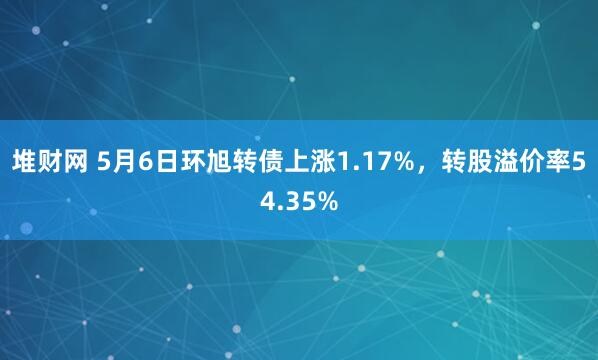 堆财网 5月6日环旭转债上涨1.17%，转股溢价率54.35%